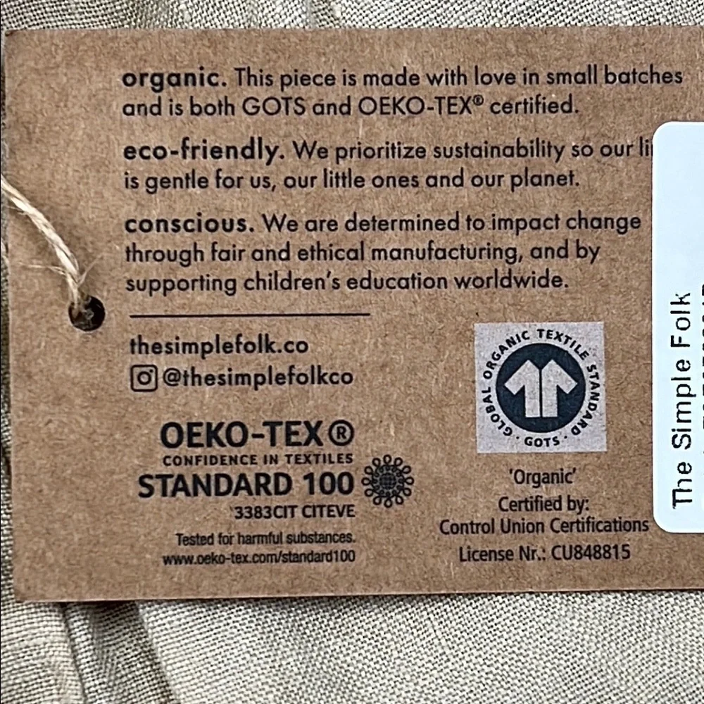 NEW The Simple Folk M 100%‎ Organic Linen Wide Leg Pants Oatmeal Cream Pockets